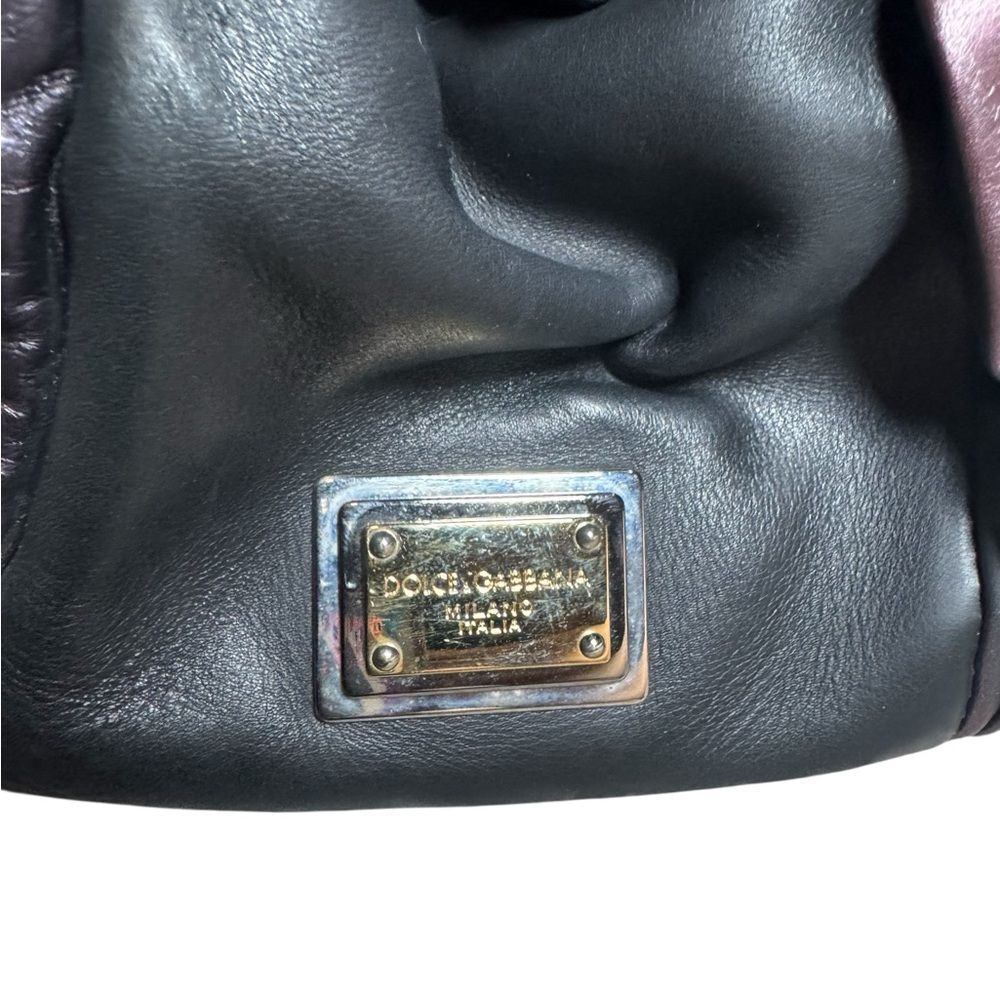 DOLCE & GABBANA Metallic Purple Pleated & Black Leather Doctor Bag Ltd Edition - Picture 6 of 16